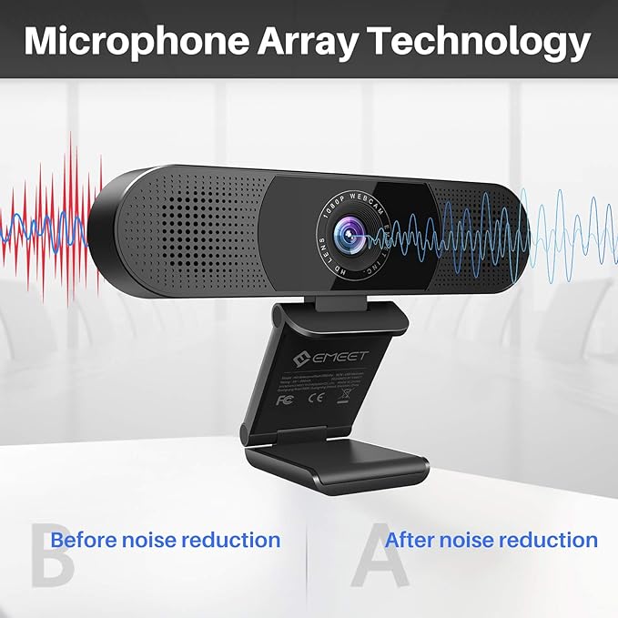 EMEET 3 in 1 Webcam - 1080P Webcam with Microphone and Speakers 2K UHD
