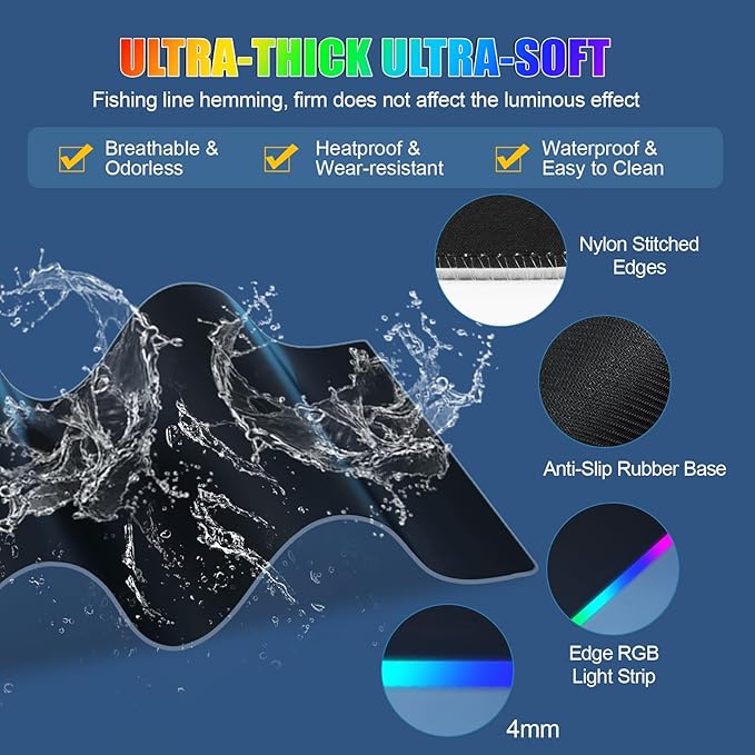 RGB Mouse Pad with Foldable Phone Stand &amp Wireless Charger 31.5x11.8 XL Gaming Mousepad Large Desk Mat Desk Pad with Dual Charging for Phone &amp AirPods | 11 Colors &amp 5 Modes | Waterproo