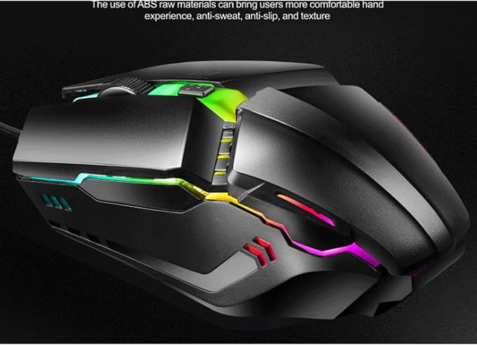 Computer Mouse Gaming Mouse 1600 DPI Wired Optical Mouse with 4 Buttons RGB Lighting Tilt Wheel Classic Black Wireless mice