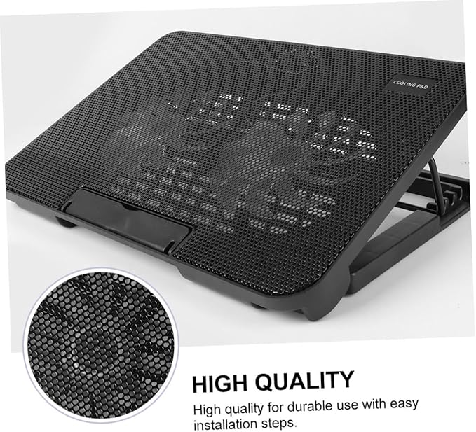 Tofficu Cooler Fan Portable USB Cooling Mat with Quiet Fans Height Stand for Notebooks Black