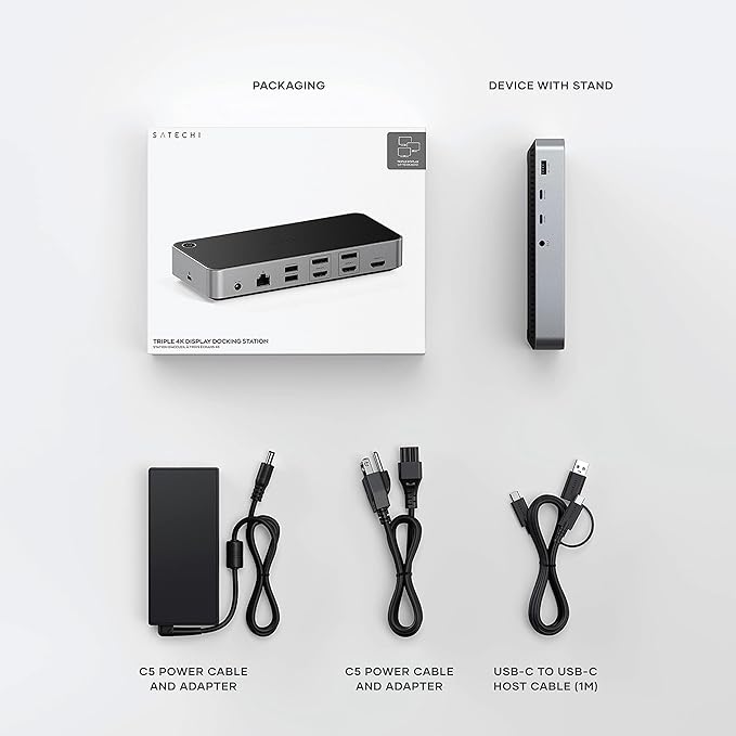 Satechi 13 in 1 Triple 4K USB C Docking Station 100W Charging 2 DP 3 HDMI 2 USB C 3 USB-A Gigabit Ethernet and Audio Jack for Mac/Windows MacBook Air/Pro M5/M4 DisplayLink Required