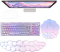 Gel Cloud Wrist Rest Keyboard Clear Mouse Pad with Wrist Rest Set 3PCS Ergonomic Acrylic Coaster Non-Slip Base Cute Transparent Cool Wrist Pad for Keyboard and Mouse Computer Gradient Pink Blue
