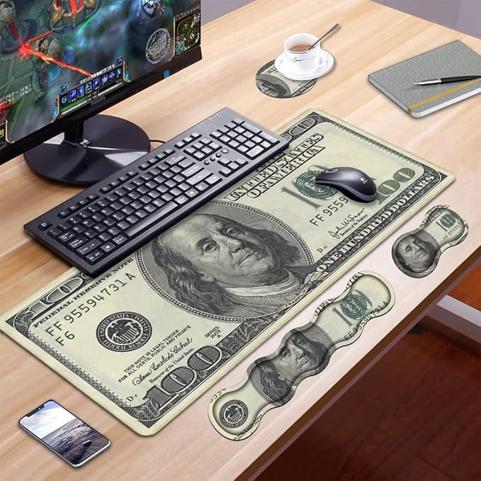 Ergonomic Keyboard Wrist Rest and Mouse Pad Wrist Rest Set Large XXL Gaming Mousepad 31.5x 11.8 Memory Foam Easy Typing Pain Relief Multifunctional Desk Mat for Office &amp Home 100 Dollar Bil