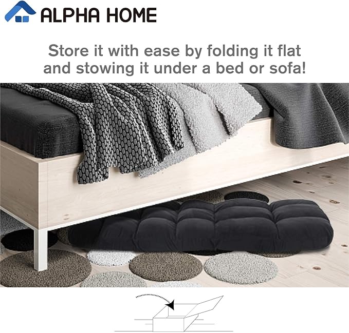ALPHA HOME Adjustable Floor Chair with Backrest &amp Cushion Dorm Rocker 4 Positions Video Gaming Chair Folding Lazy Sofa Recliner Living Room Seating Lounge Chair for Reading Watching TVBalck