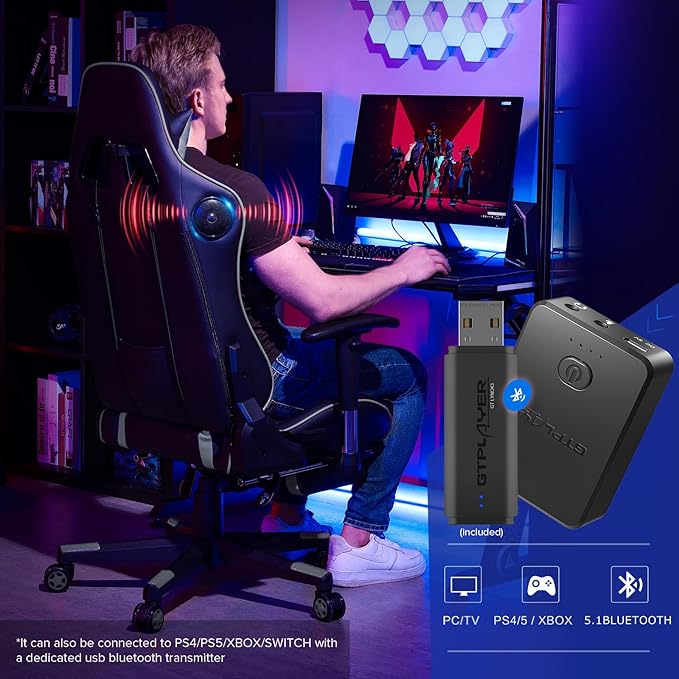 GTPLAYER Gaming Chair with Footrest Speakers Video Game Chair Bluetooth Music Heavy Duty Ergonomic Computer Office Desk Chair