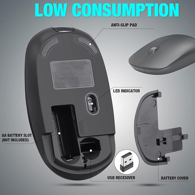 Kingdder 10 Pack Mouse for Laptop 2.4G Computer Mouse 1000 DPI Optical with USB Receiver Bulk Compatible with Windows PC Computer Laptop