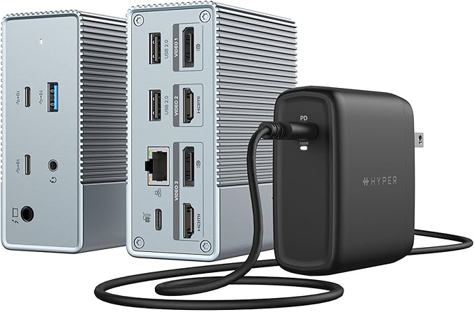 HyperDrive USB-C &amp Thunderbolt 4 GEN2 12-in-1 Docking Station 100W PD for MacBook Pro/Air iPad PC 4K USB C Triple Display 10Gbps Gigabit Ethernet