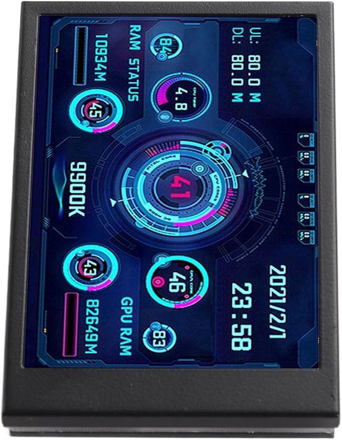 ZJchao Pc Temperature Display 3.5in Computer Temp Monitor Full View Display Computer Temp Monitor Computer Temperature Display with Stand for aida64 PC CPU RAM Hard Disk Data