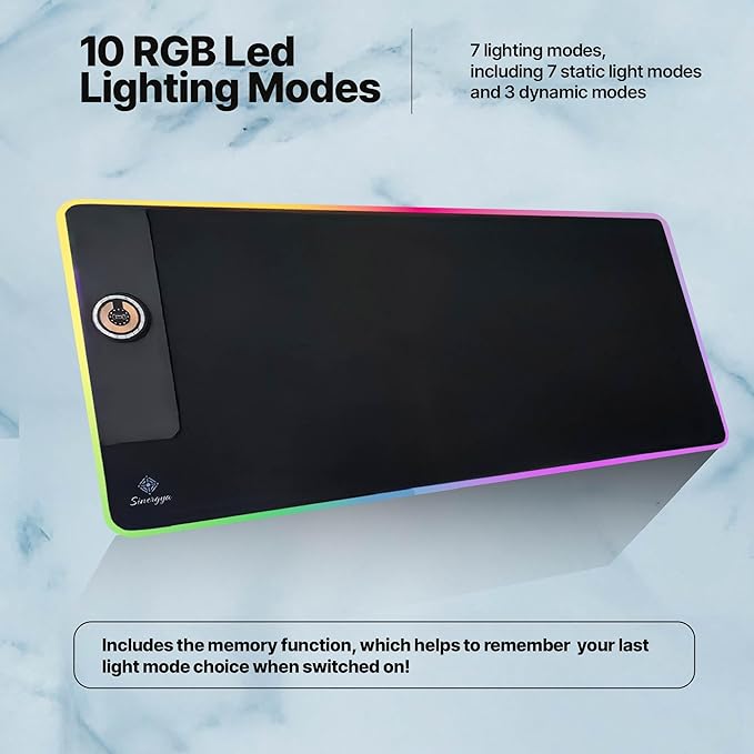 Wireless Charging RGB Gaming Mouse Pad 15W LED Mouse Pad 900x400x4MM Light Modes Extra Large Mousepad Non-Slip Rubber Base Computer Keyboard Mat for Gaming MacBook PC Laptop Desk