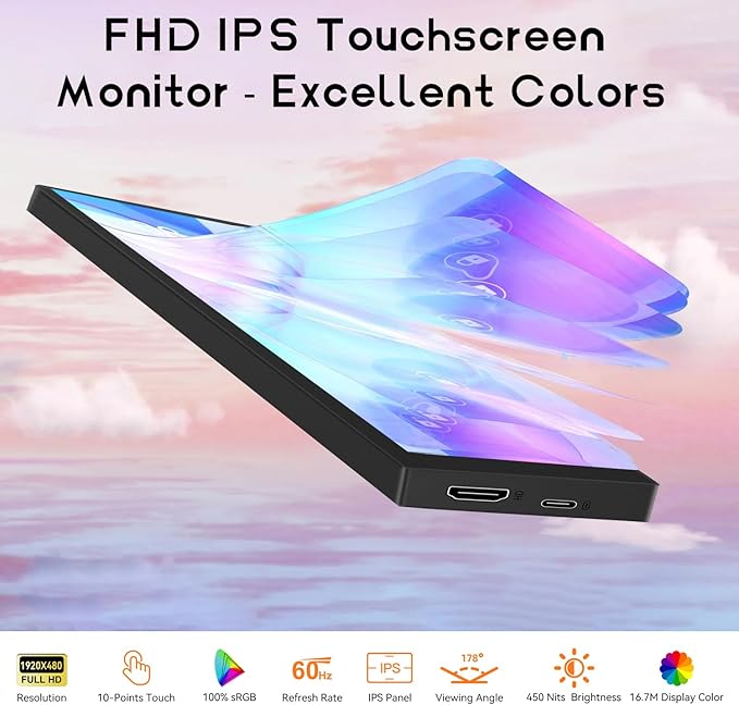 8.8 Inch Small Touchscreen Monitor PC Temperature Display PC Sensor Panel Display IPS USB Mini Screen for Raspberry Pi AIDA64 CPU RAM Data Temperature Monitor for ARGB Computer Case