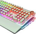 RK ROYAL KLUDGE X108 Typewriter Style Mechanical Keyboard Wired Gaming Keyboard 108 Keys RGB Backlit Sidelight Detachable Wrist Rest Volume Knob Retro Round Keycaps Blue Switches - Green