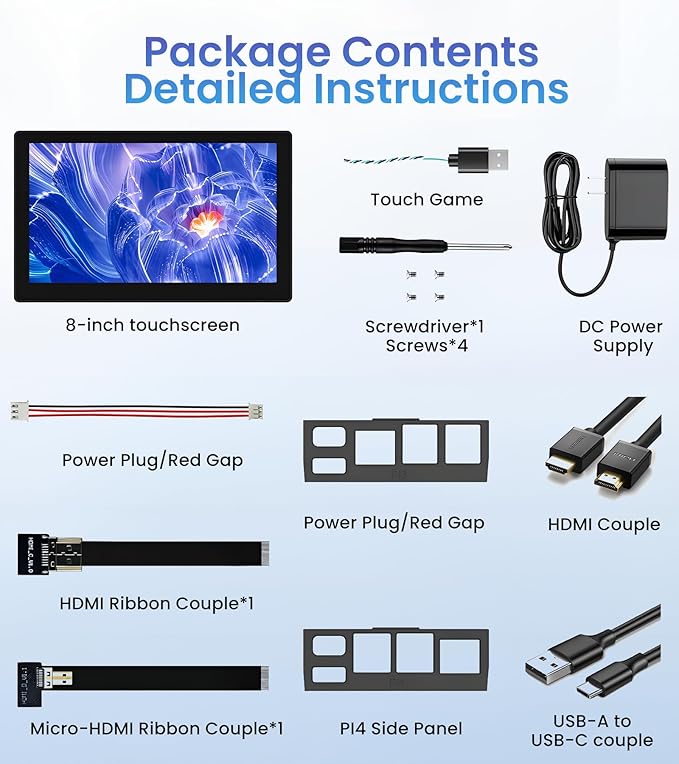 7 Inches Touchscreen Monitor HD 1024×600 IPS LCD Capacitive Touch Screen Compatible with R Pi 4B/3B+/3B/2/1B+/Zero Ora Pi 5 Por/3 Plus/3B/4B Ban Pi and Windows 10/8/7 (CX-080-A US)