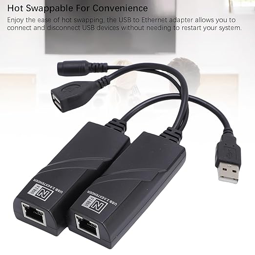 Zopsc USB Extender Over Ethernet 100m USB 2.0 to Network Extender Adapter Kit for CAT5 CAT5E CAT6 Cable for Printer Camera Hard Drive. (US Plug)
