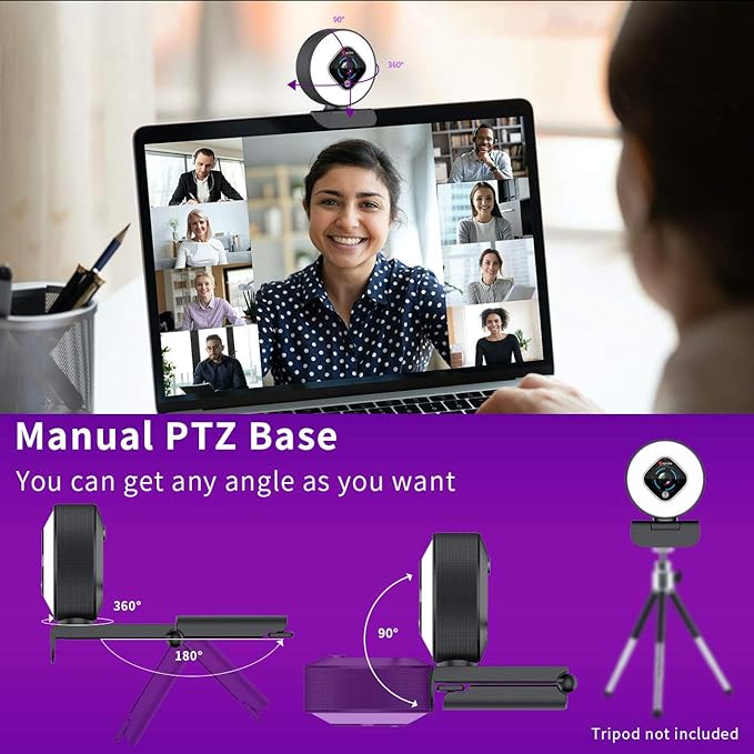 Angetube Streaming Webcam 1080P with Ring Light - HD Web Camera with Digital Zoom Autofocus for Computer PC Laptop Mac 962 USB Web Cam for Gaming Xbox Google Meet