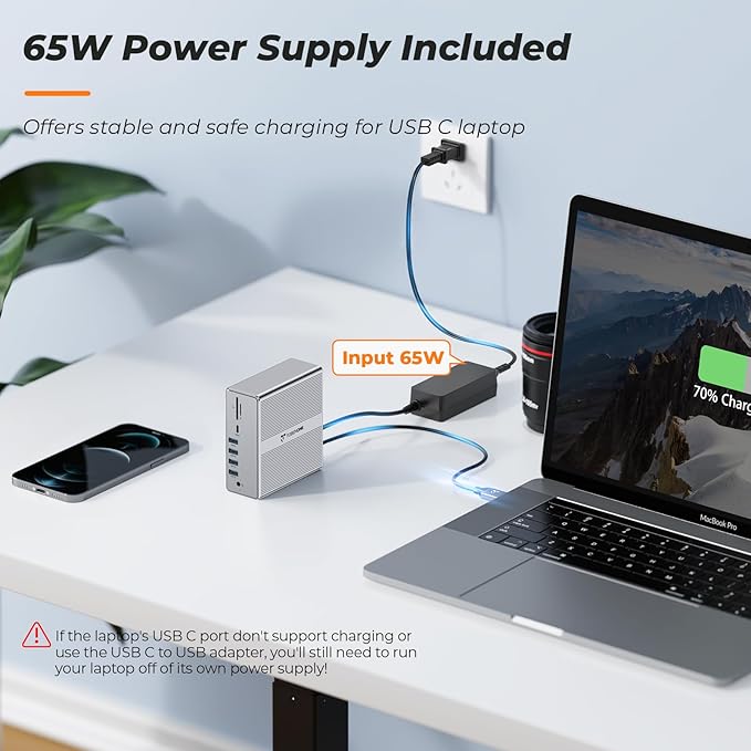 DisplayLink Docking Station Dual Monitor 4K@60HZ for MacBook Windows TobenONE Universal Mac mini M4 Dock with 2 HDMI &amp 2 DP 65W Power Delivery 7 USB USB-C 3.1 Ethernet SD/TF