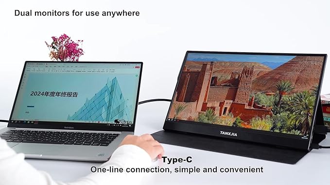 10.5 Portable Monitor FHD 1920×1280 IPS Display Dual USB-C Ports Ultra-Slim 420 nits 100% sRGB Second Screen for Laptop MacBook Switch &amp PS5
