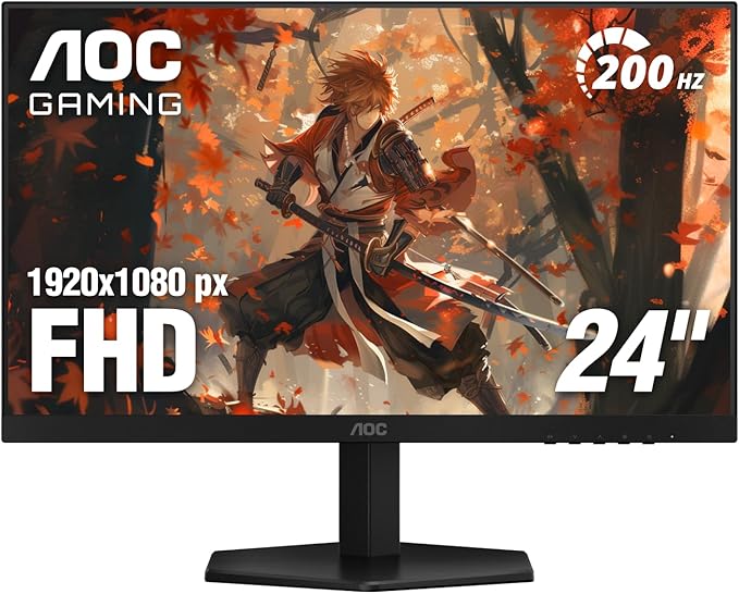 AOC 24G42HE 24 inch Gaming Monitor 1920x1080 200Hz IPS Panel Console Gaming Ready Full HD 3-Sided Frameless 1x HDMI 2.0 1x Display Port 3-Year Zero-Bright-Dot