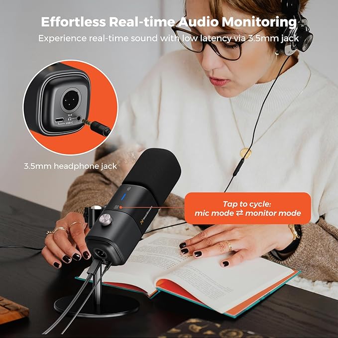 NearStream AM15X Dynamic USB/XLR Microphone Broadcast Mic for Streaming Gaming and Remote Work Powerful Noise Reduction and Warm Studio Sound with Mute Gain and Headphone Jack Black