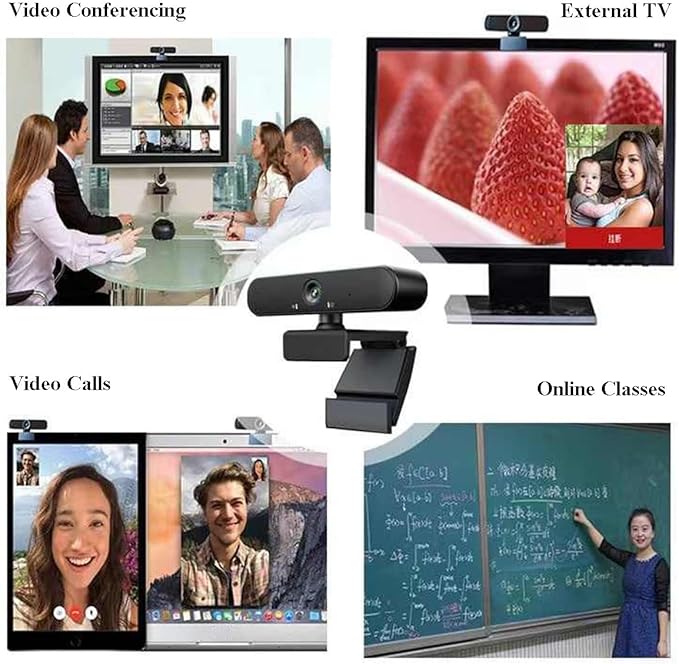 GIZNXBA Full HD Webcam Streaming with Auto Light Correction Noise Reduction Mics Wide-Angle Lens HD USB Webcam with Autofocus for Desktop PC Or Laptop(1080P)