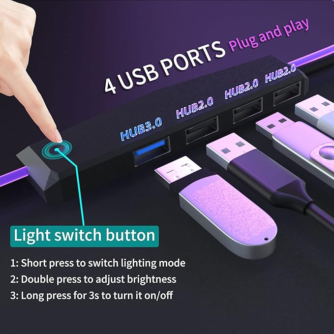 RGB Large Gaming Mouse Pad with 4Port USB Hub and 13Lighting Modes Computer Keyboard Mouse Pad Oversize Anti-Slip Rubber Base Mouse Mat for Computer PC Games (31.5 x 11.81 in Black0.15in Thick)