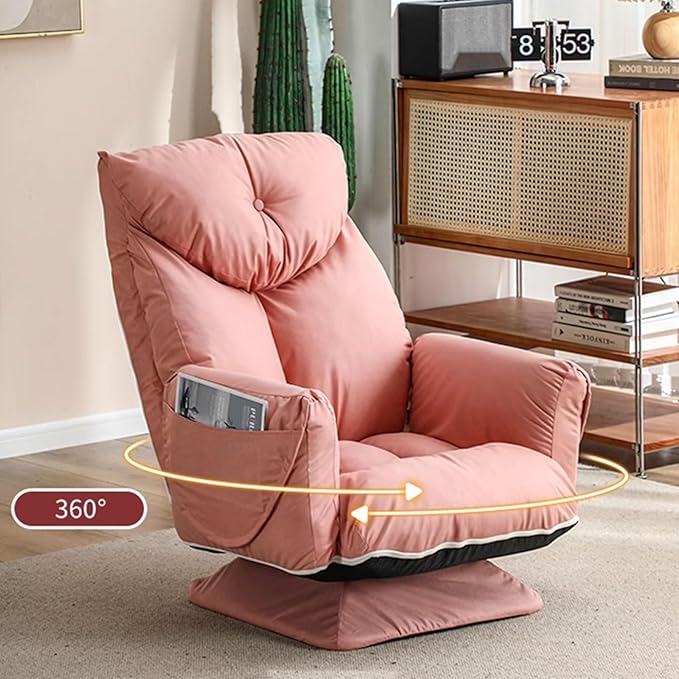 Meditation Chair with Arms Steel Frame Support and Tech Fabric Fold Out Chair Bed Chassis Can Rotate Freely 360 Degrees Backrest Can Be Adjusted in 3 Levels(Gray)