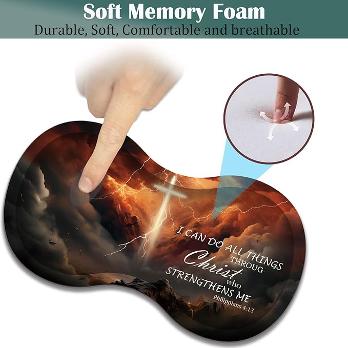 Large Game Mouse Pad + Wrist Support Pad + Coffee Coaster Desk Pad with Sewn Edges Anti-Slip Set pad Suitable for Office Work and Home - Holy Cross Bible Philippians 4-13