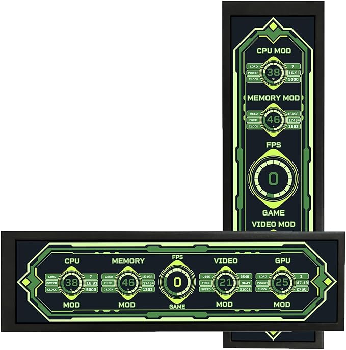 VSDISPLAY 8.8 Inch 1920x480 IPS LCD Monitor as Secondary Display/DIY Computer PC Case GPU CPU RAM Temperature Data Monitoring Sensor PanelBlack