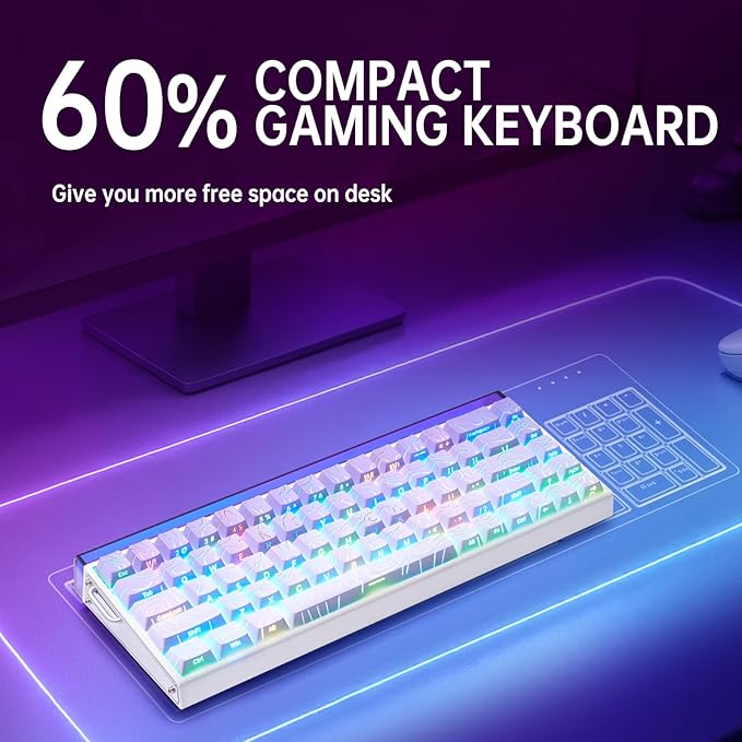 x AULA HERO 68 HE 60% Gaming Keyboard Wired Hall Effect Mechanical Keyboard Mini with Adjustable Actuation Rapid Trigger Mode 8K Hz Polling Rate0.125ms LatencySide Printed PBT KeycapsRGB Backlit