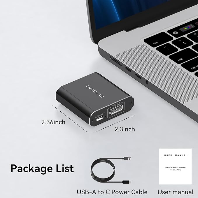 DisplayPort to Dual HDMI Adapter 1 in 2 Out 4K60Hz Display Port DP 1.4 to 2 HDMI Splitter for PC Graphics Card Monitor Supports Windows Extended Mode [MacOS Only Mirror Mode] No DP Cables