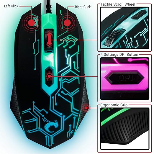 Gaming Keyboard and Mouse and Mouse pad and Gaming Headset Wired LED RGB Backlight Bundle for PC Gamers and Xbox and PS4 Users - 4 in 1 Edition Hornet RX-250