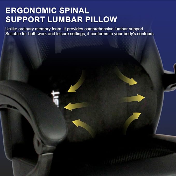 Gaming Chair PRO Ergonomic Gaming Chairs for Adults Heavy People Massage Reclining Office Desk Computer Chair with Footrest and Lumbar Support Big Tall Mesh Gamer Chair with Cushion (Black)