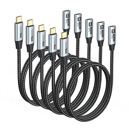 Small USB C Extension Cable 1FT Pack of 5 10Gbps Short USBC Extender Cord USBC Male to Female 100W PD Charging for MacBook Pro/Air USB C Hub Microphone Flash DriveDocking Station Phone PC