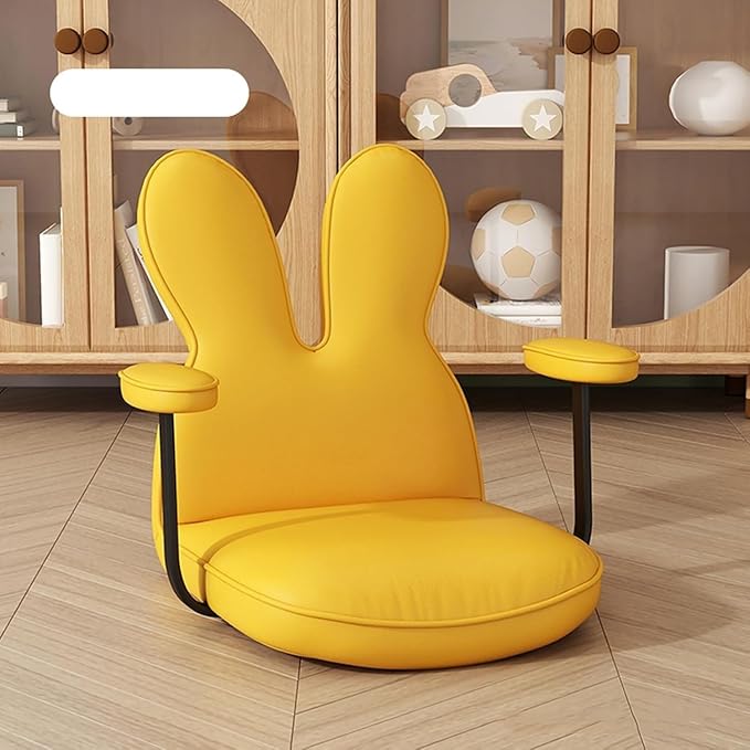 BTZHY Floor Chair Portable Floor Chair Japanese Style Legless Tatami Chair with Back Support and Armrest Home Bay Window Lazy Backrest Chair Meditation Floor Seating(Yellow)