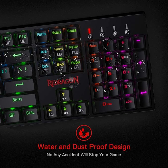 Redragon K582 RGB Mechanical Gaming Keyboard 100% 104 Keys Standard Layout Gaming Keyboard with Double-Shot ABS Keycaps Dynamic 16.8M RGB Backlit &amp Linear Red Switch Redefine Software Supported
