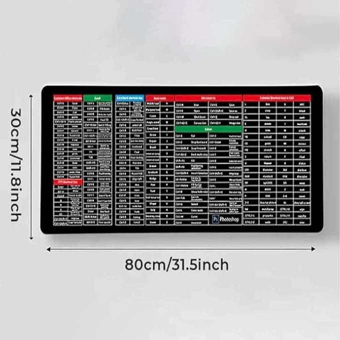 Alfombrilla Con Atajos De Excel Español Quick Key Super Large Anti-Slip Keyboard Pad Excel Pad Shortcut Mat Large Size Mouse Pads Word/Excels/Power Point Shortcut(Spanish)