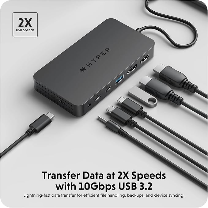 HyperDrive Next Dual 4K HDMI 7 Port USB C Docking Station for M Series MacBook PC Chromebook 2x File Transfers w/ 10Gbps USB Ports Dual 4K Docking Station Charges w/ 100W PD Power Passthrough Port