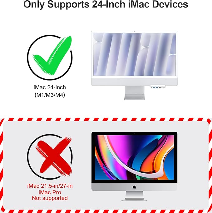 7-in-1 USB C Hub for iMac M1/M3/M4 - USB 3.0 5Gbps SD/TF Card Reader Docking Station for iMac 24 inch (M1/M3/M4)