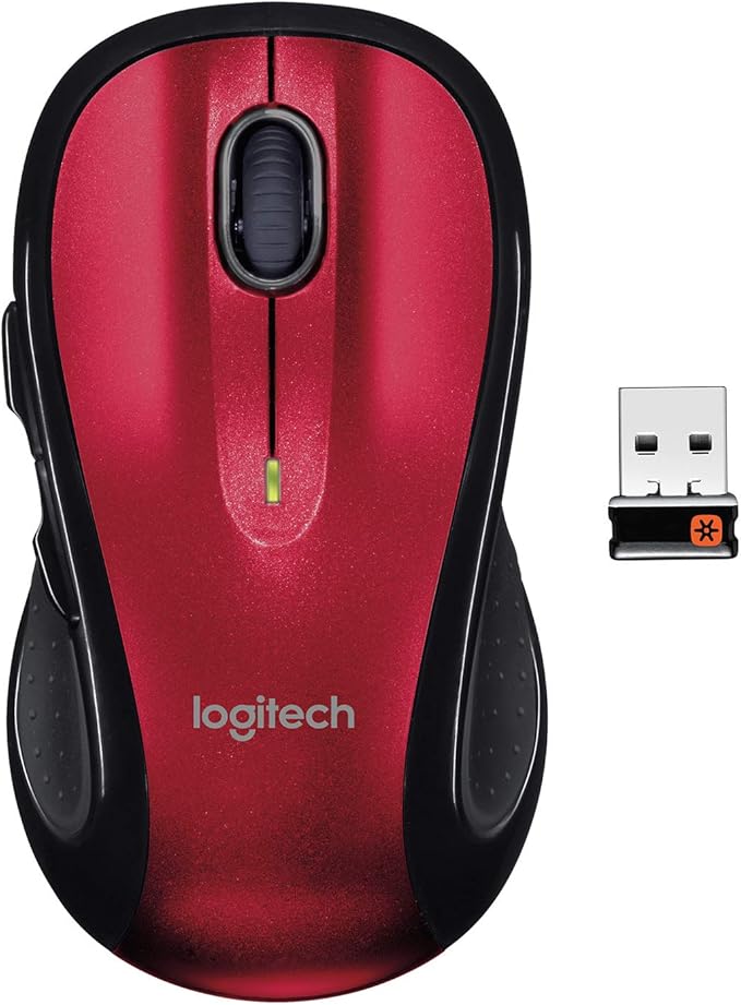 Logitech M510 Wireless Computer Mouse – Comfortable Shape with USB Unifying Receiver with Back/Forward Buttons and Side-to-Side Scrolling - Red