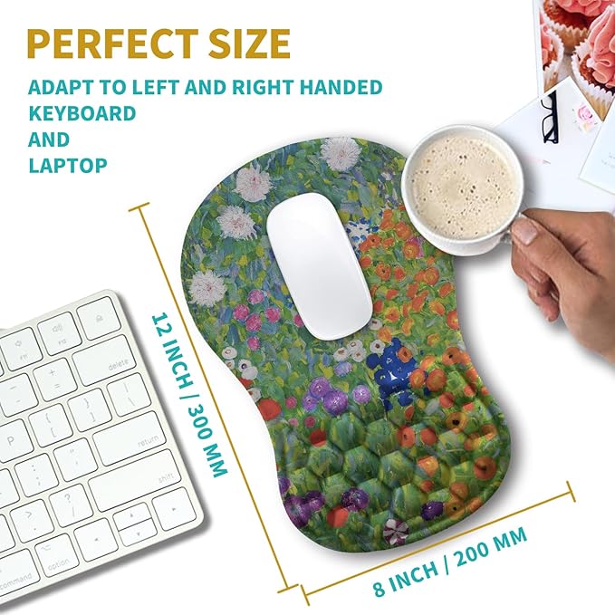 Hokafenle Ergonomic Mouse Pad Wrist Support Wrist Rest Mousepad for Carpal Tunnel Pain Relief with Integrated Memory Foam Slope Massage Bulge (11.8x7.9 inchCute Floral