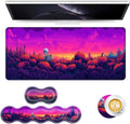 Keyboard Mouse Pad Set Extended Gaming Mouse Pad+Ergonomics Keyboard Wrist Rest Support Memory Foam Easy Typing Pain Relief 4Pcs XL Ultra Thick Desk MatHalloween Skull Pumpkin