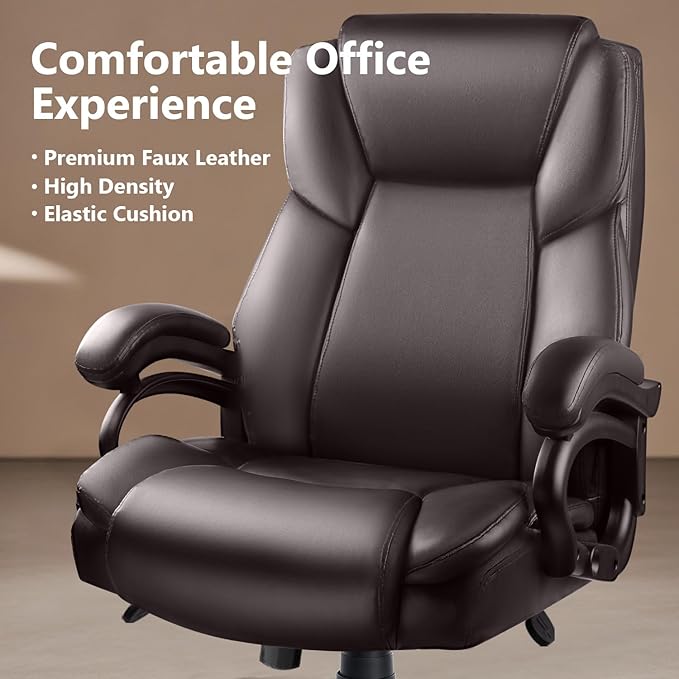 Waleaf 600lbs Big and Tall Office Chair Heavy Duty Chair for Heavy People Adjustable Ergonomic Lumbar Support Executive Chair Large High Back and Quiet Rubber Wheels