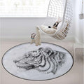 Animal Portrait Area Rug Rug for Living Room Soft Durable Rugs Carpet for BedroomRound Rug Tiger Portrait Style PredatorWhite Black Diameter 39.3 in