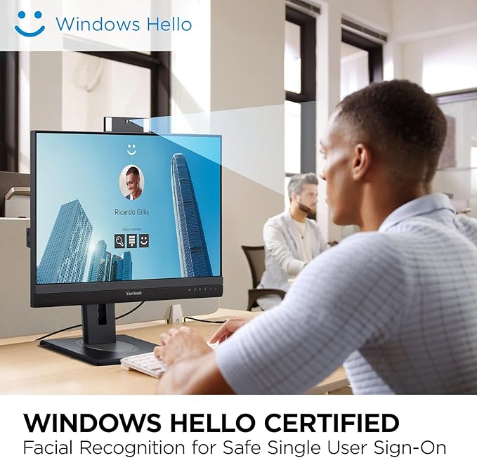 ViewSonic VG2757V-2K 27 Inch 1440p Video Conferencing Docking Monitor with Windows Hello Compatible IR Webcam Advanced Ergonomics and 90W USB C for Home and Office