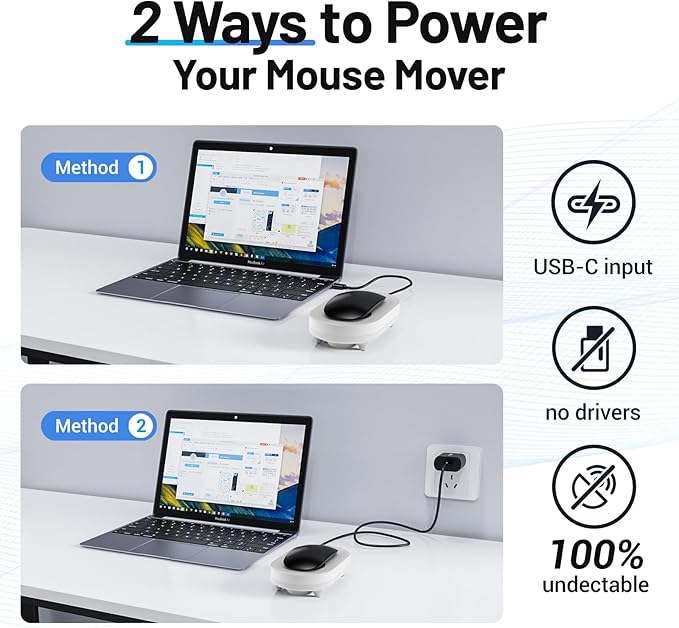 HONKID Undetectable Mouse Mover Jiggler with ON/Off Switch and USB Port Drive-FreeSimulate Physical Automatically Mouse MovementPrevent Computer Laptop Inactive/Lockdown (White)
