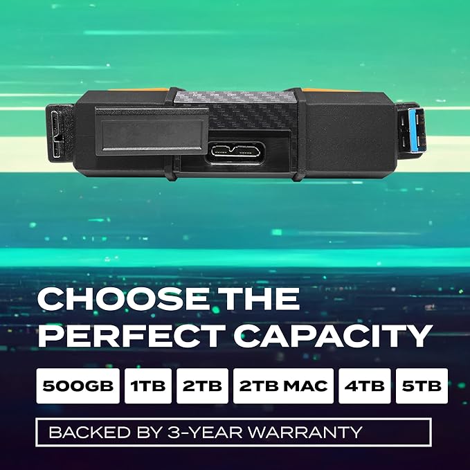 ADATA HD710 Pro - 1 TB External Hard Drive - Shockproof Waterproof &amp Dustproof - Durable Storage - For Gamers Students &amp Professionals - Mac PC &amp Linux Compatible - Yellow - AHD710P-1TU