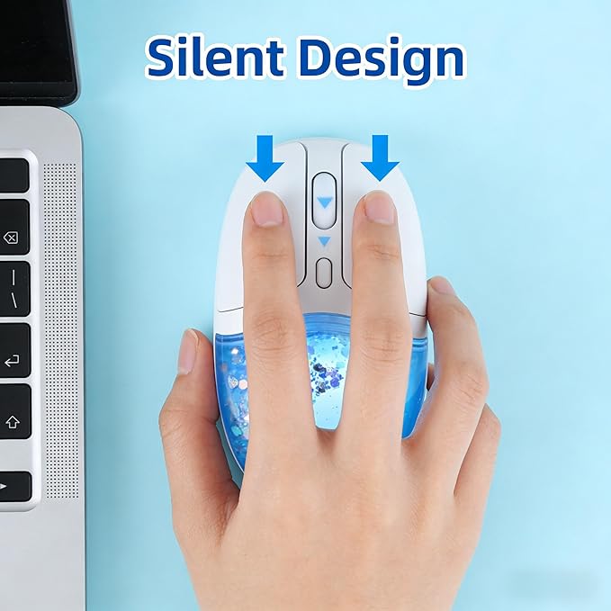 Wireless MouseGlitter Animal Design 3-Device Bluetooth &amp 2.4 G 4000 DPI RGB Light Multi-Mode Portable Mouse for PC Laptop Office Gaming Students Home Travel Use (Blue)