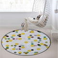 Abstract Area Rug Rug for Living Room Soft Durable Rugs Carpet for BedroomRound Rug Colorful Trippy Geometric CirclesCharcoal Grey Gold Diameter 35.5 in