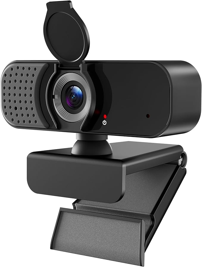 1080P Webcam with Microphone Wide-Angle Lens Auto Light Correction Plug Play USB Web Cam with Tripod Stand External Camera for Laptop Desktop Computer PC