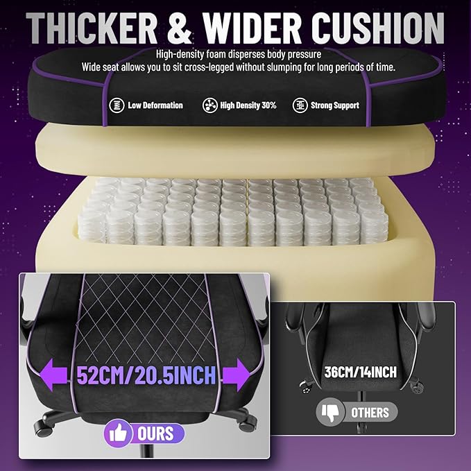 Soontrans Velvet Fabric Gaming Chair Racing Office Computer Desk ChairErgonomic Gamer Chair for Adult High Back Comfortable Video Game Chair with Footrest and Massage Lumbar Cushion