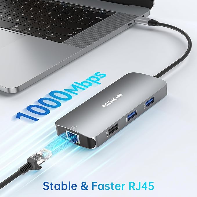 USB C Adapters for MacBook Pro/AirMac Dongle with 3 USB PortUSB C to HDMI USB C to RJ45 EthernetMOKiN 9 in 1 USB C to HDMI Adapter100W PD Charging USB C to SD/TF Card Reader USB C Hub